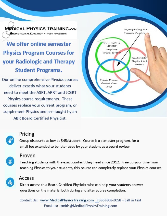 Radiological School of Technology Semester Physics Course Information